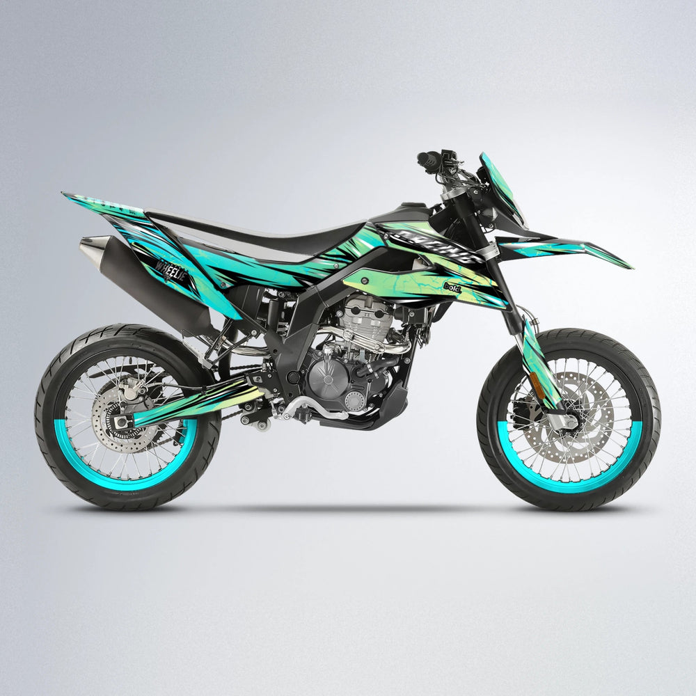 MADNESS Aprilia SX 125 supermoto graphics kit in Teal