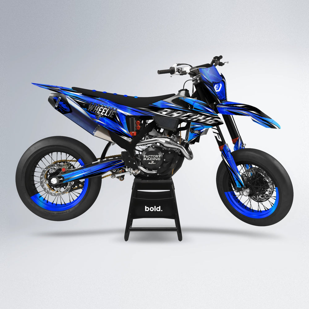 MADNESS supermoto graphics kit in Blue Chrome