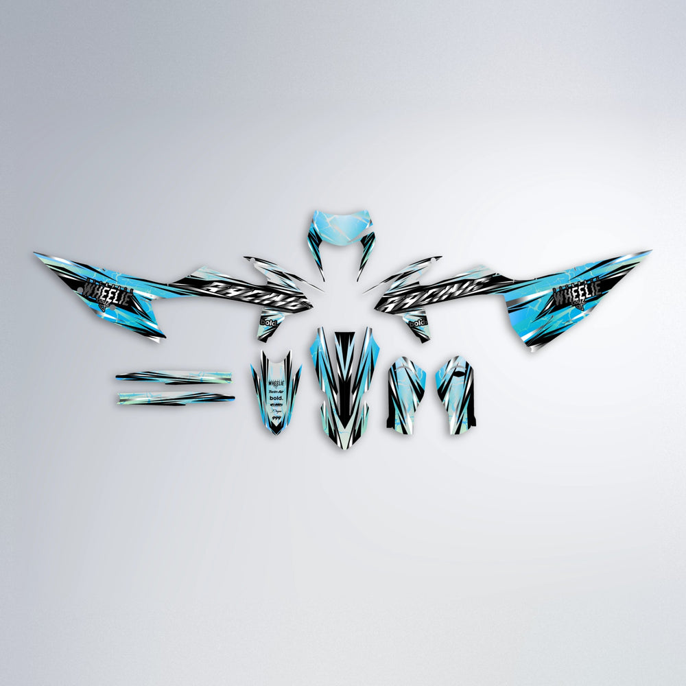 MADNESS graphics kit parts layout in Light Blue & White