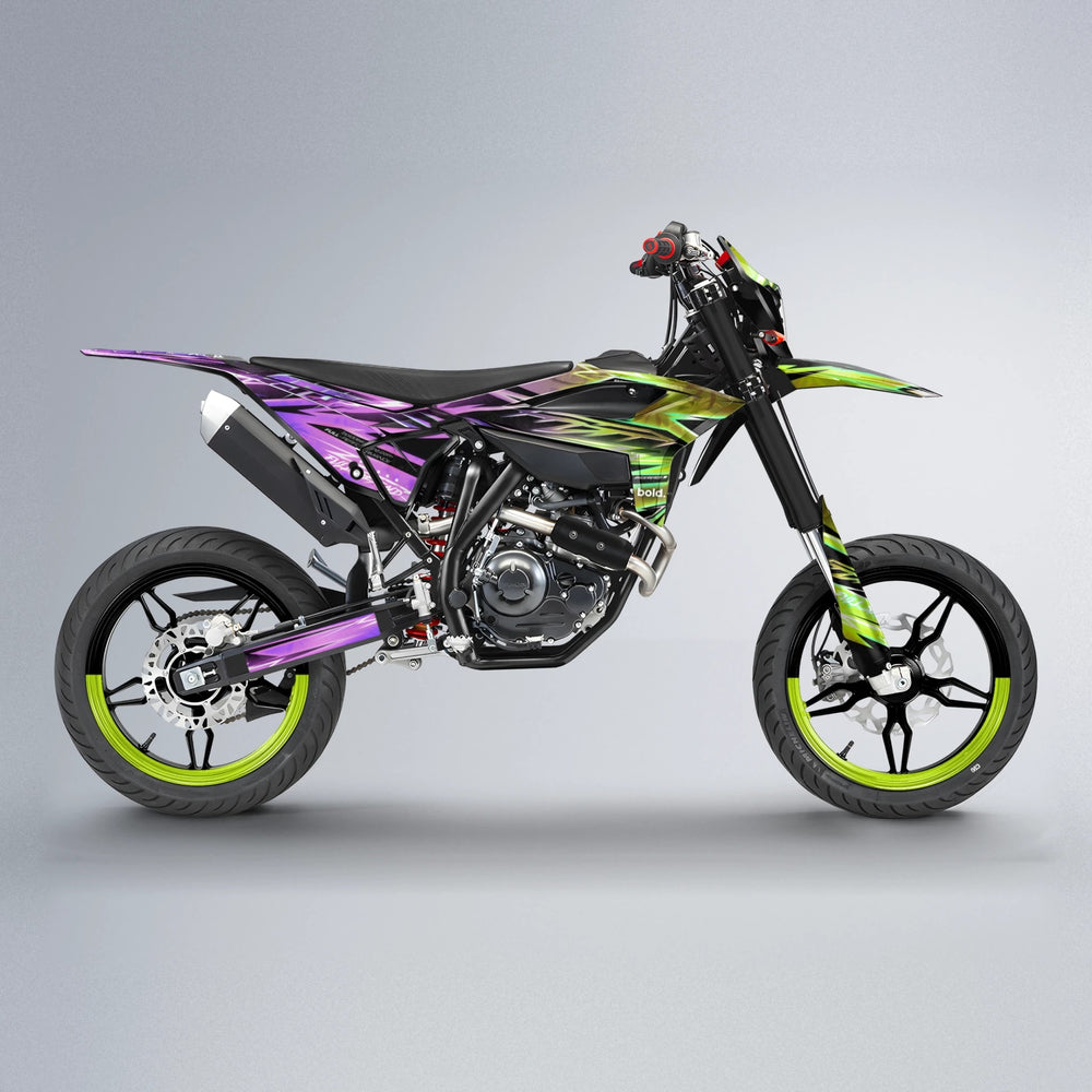 MATRIX Beta supermoto graphics kit in Purple & Yellow