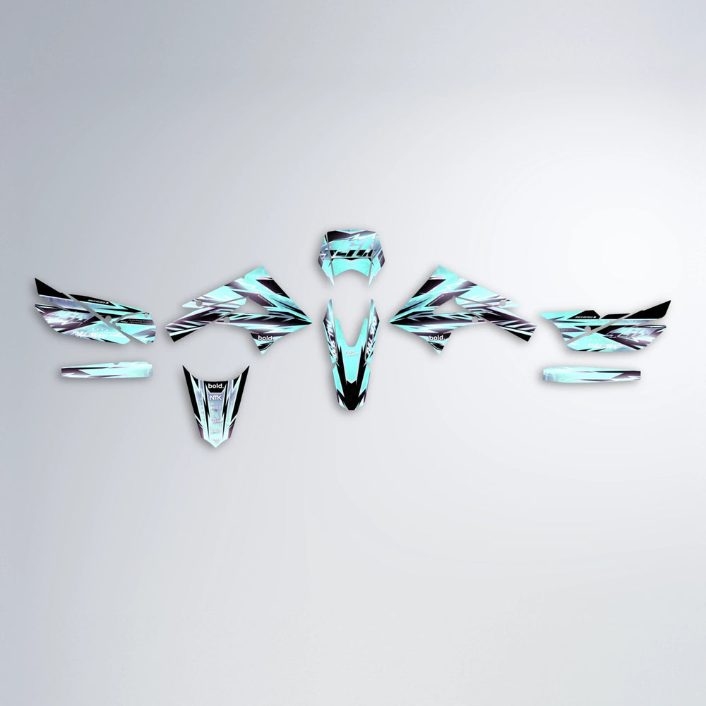 MATRIX Derbi Senda graphics kit parts layout in Mint