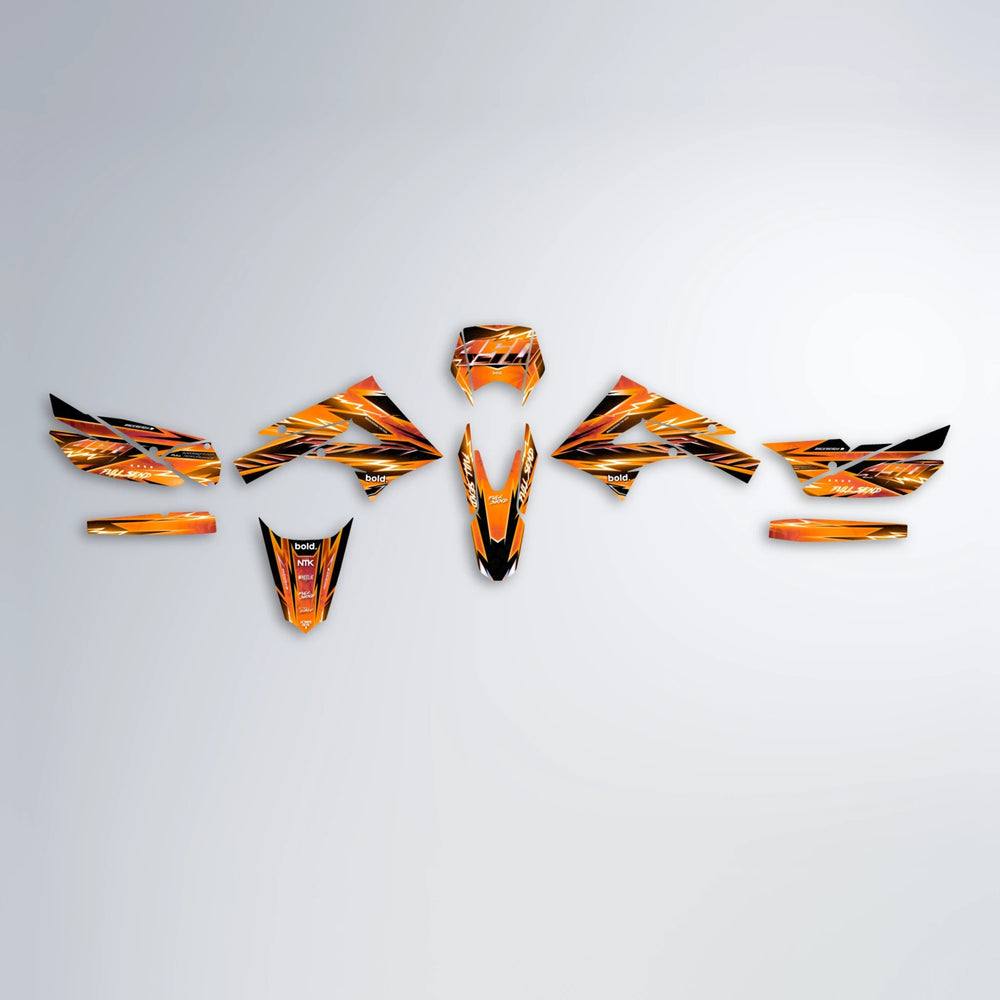 MATRIX Derbi Senda graphics kit parts layout in Orange