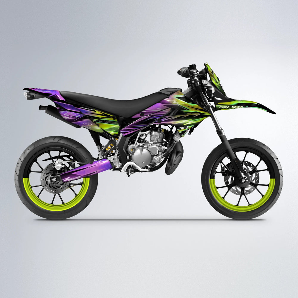 MATRIX Derbi Senda supermoto graphics kit in Purple & Yellow