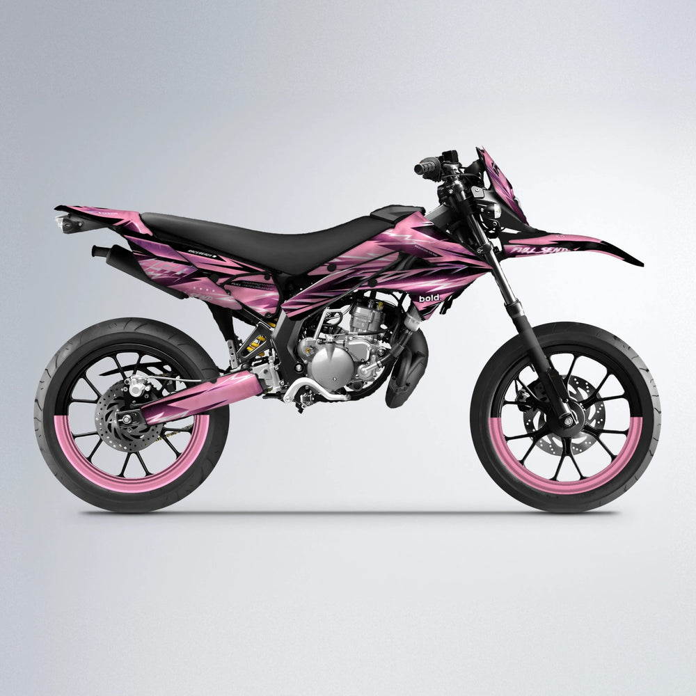 MATRIX Derbi Senda supermoto graphics kit in Sakura Pink