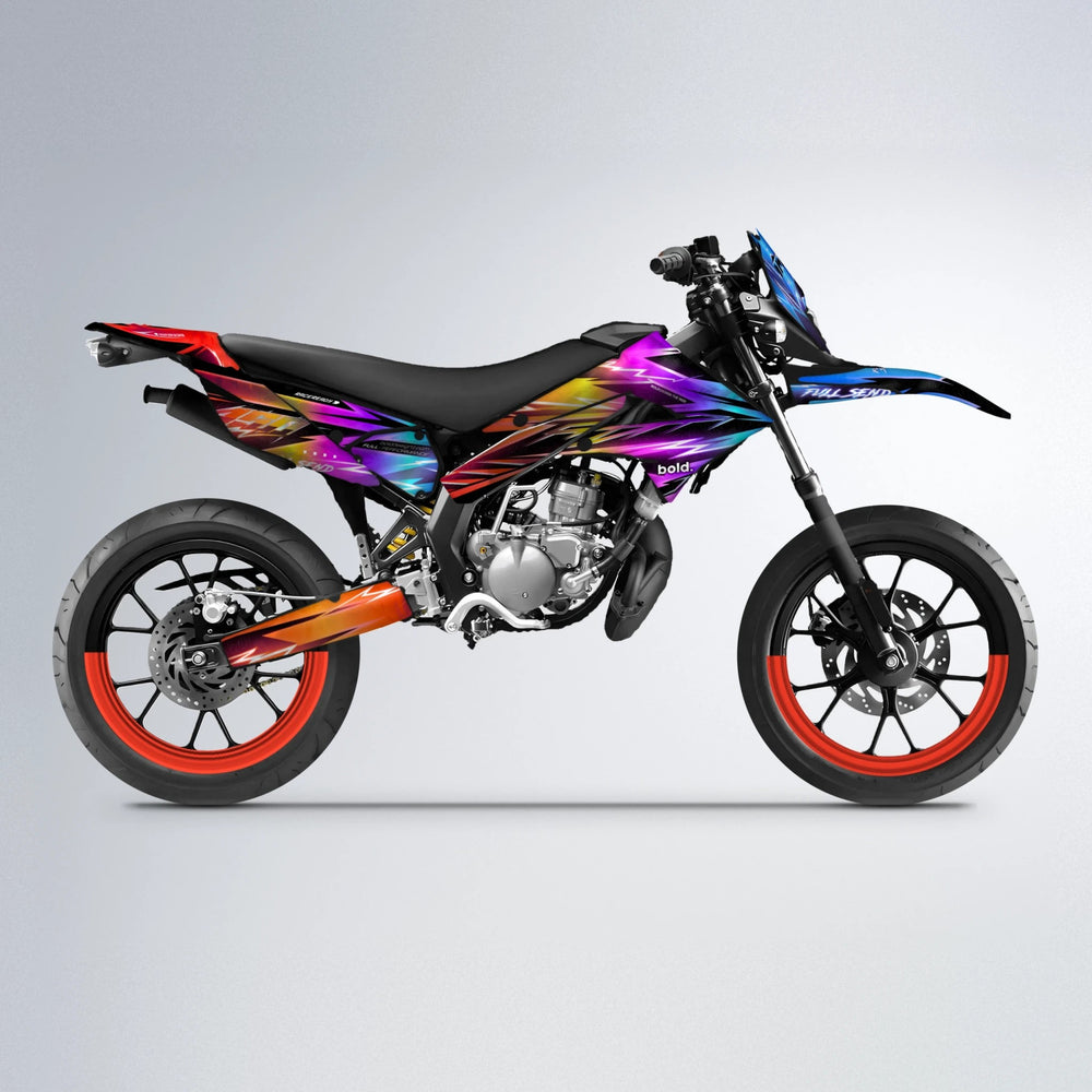 MATRIX Derbi Senda supermoto graphics kit in Sunset Fade