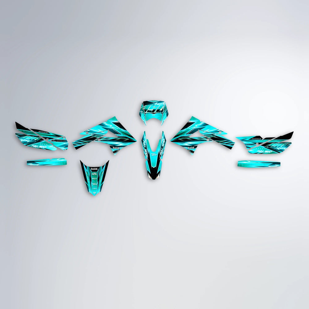 MATRIX Derbi Senda graphics kit parts layout in Teal