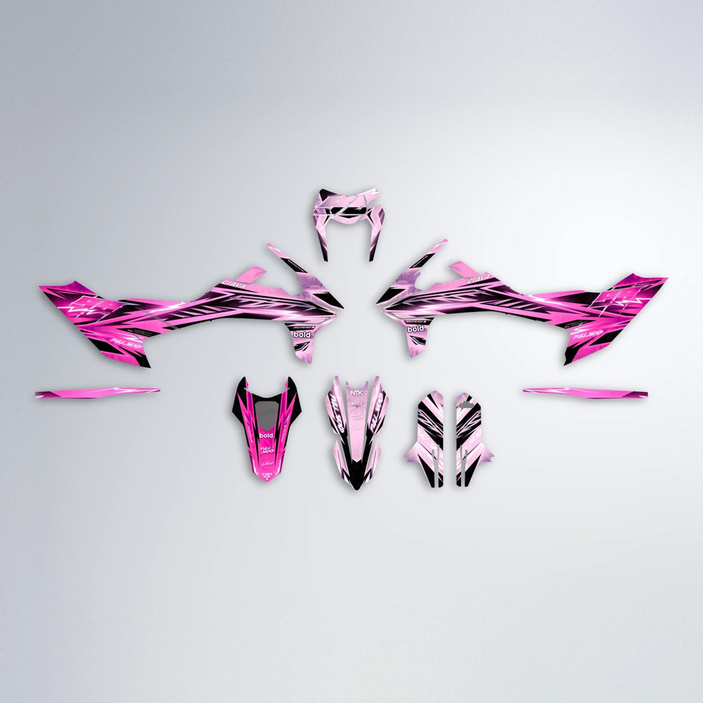 MATRIX KTM SMC 690 graphics kit parts layout in Flamingo