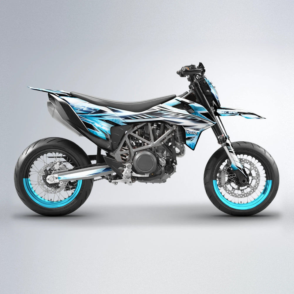 MATRIX KTM SMC 690 supermoto graphics kit in Light Blue & White