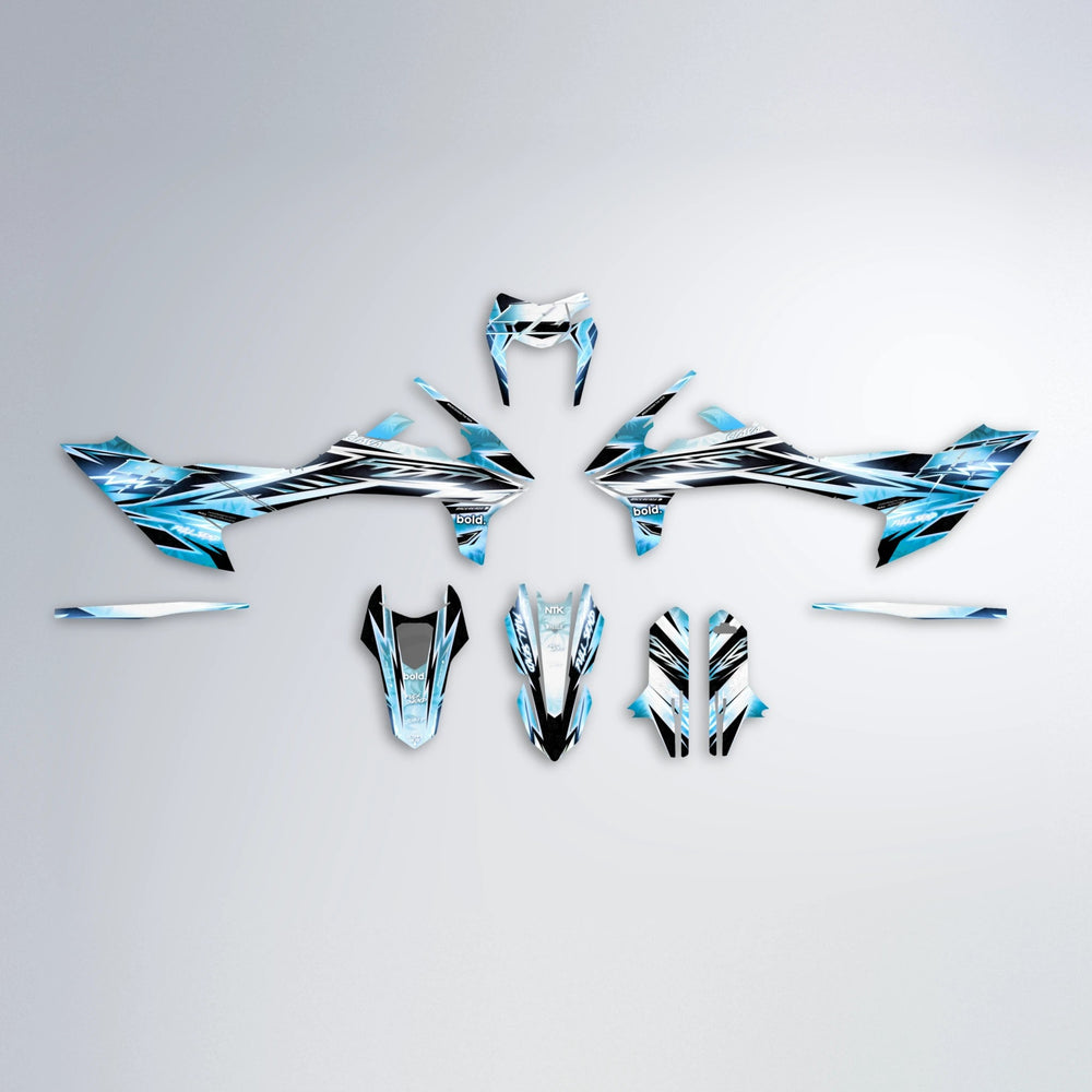 MATRIX KTM SMC 690 graphics kit parts layout in Light Blue & White