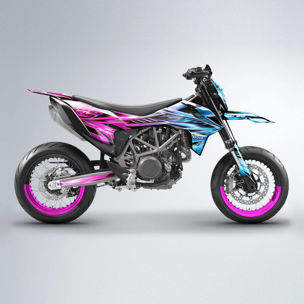 MATRIX KTM SMC 690 supermoto graphics kit in Pink & Light Blue