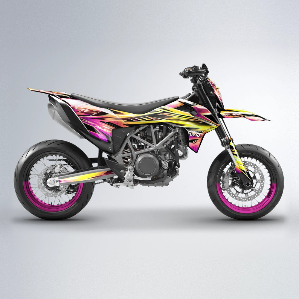 MATRIX KTM SMC 690 supermoto graphics kit in Pink & Yellow