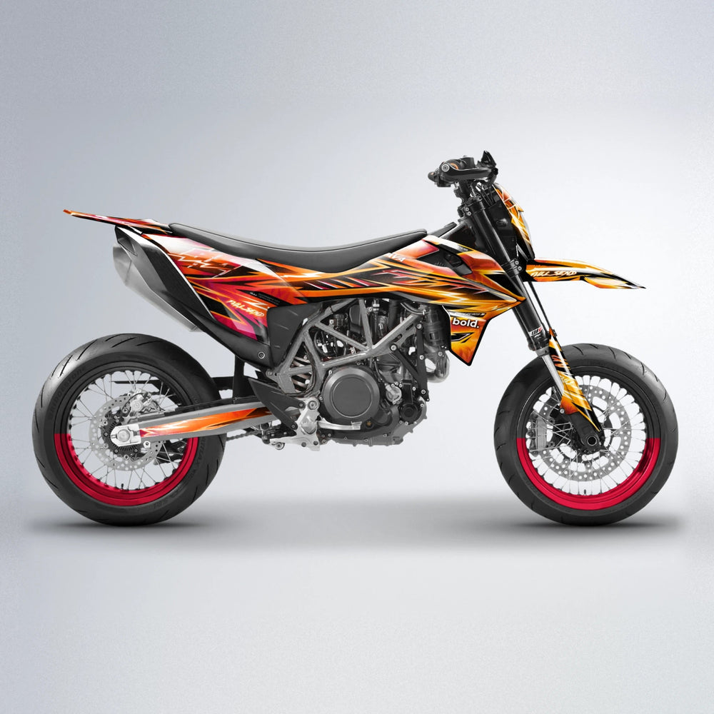 MATRIX KTM SMC 690 supermoto graphics kit in Red & Orange