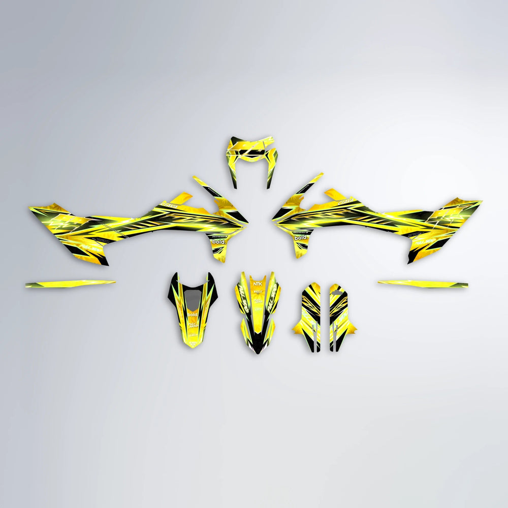 MATRIX KTM SMC 690 graphics kit parts layout in Yellow