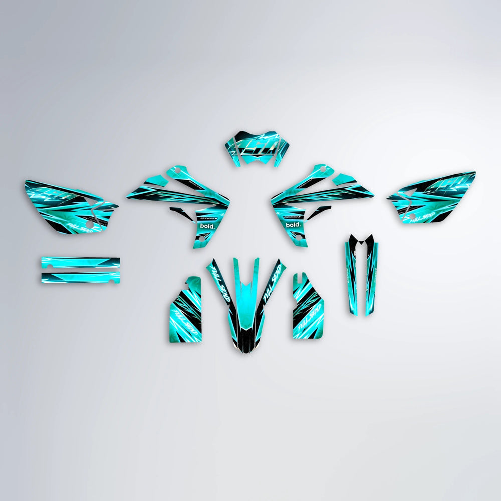MATRIX Rieju MRT graphics kit parts layout in Teal