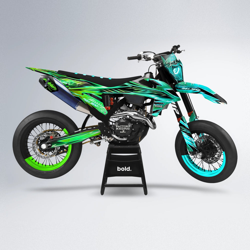 MATRIX supermoto graphics kit in Cyan & Green
