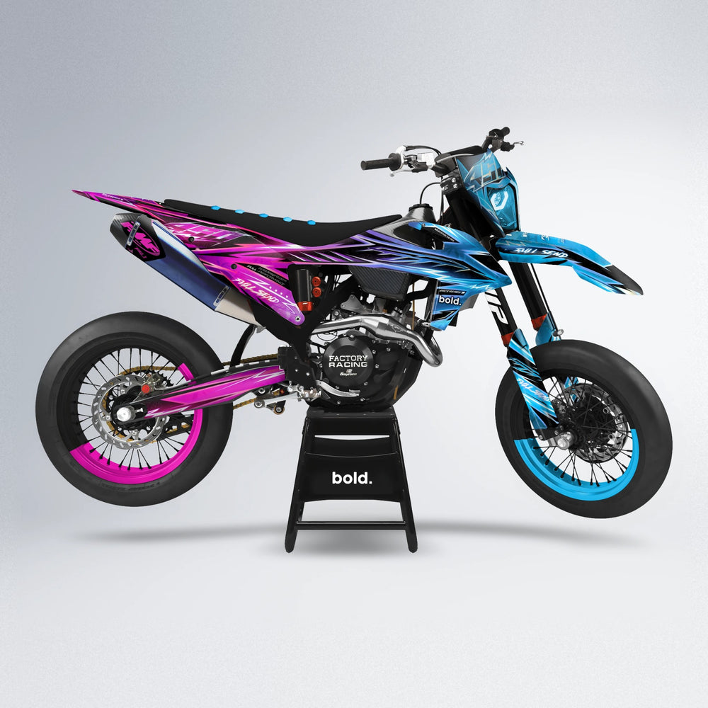 MATRIX supermoto graphics kit in Pink & Light Blue
