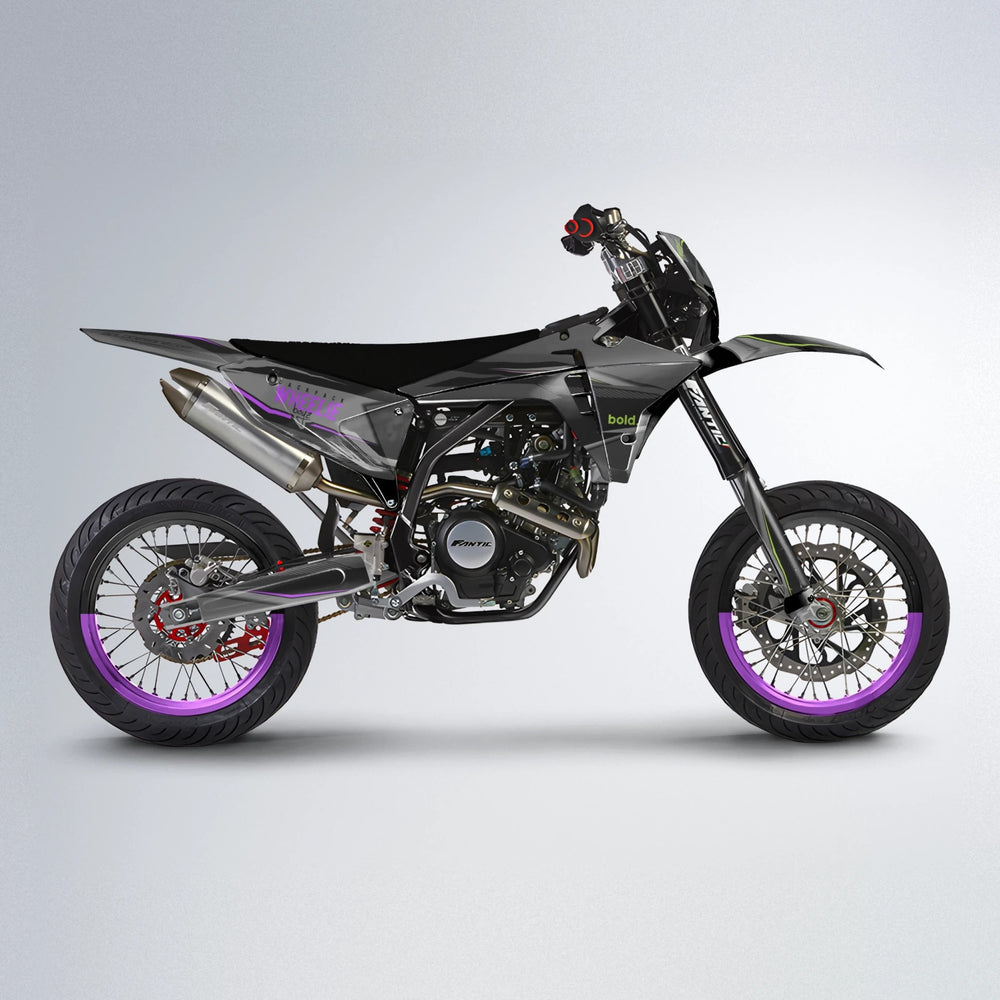 NARDO Fantic supermoto graphics kit in Purple & Yellow