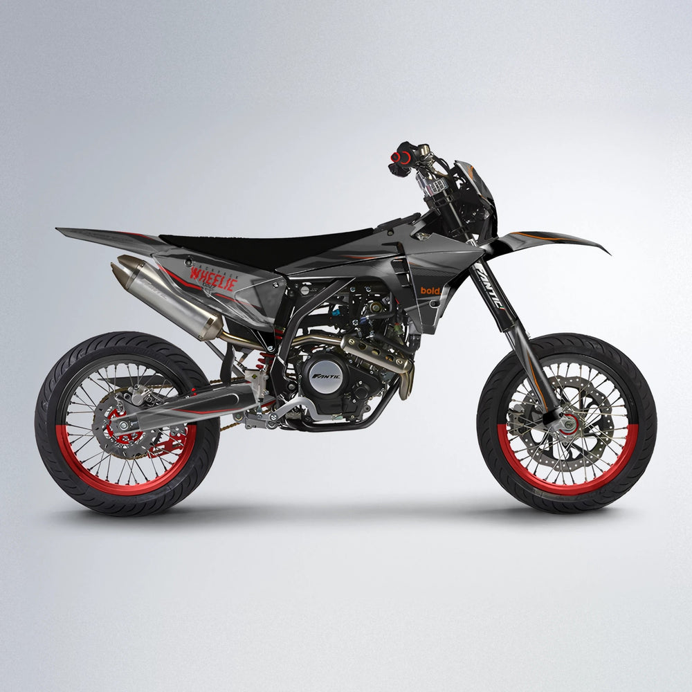 NARDO Fantic supermoto graphics kit in Red & Orange