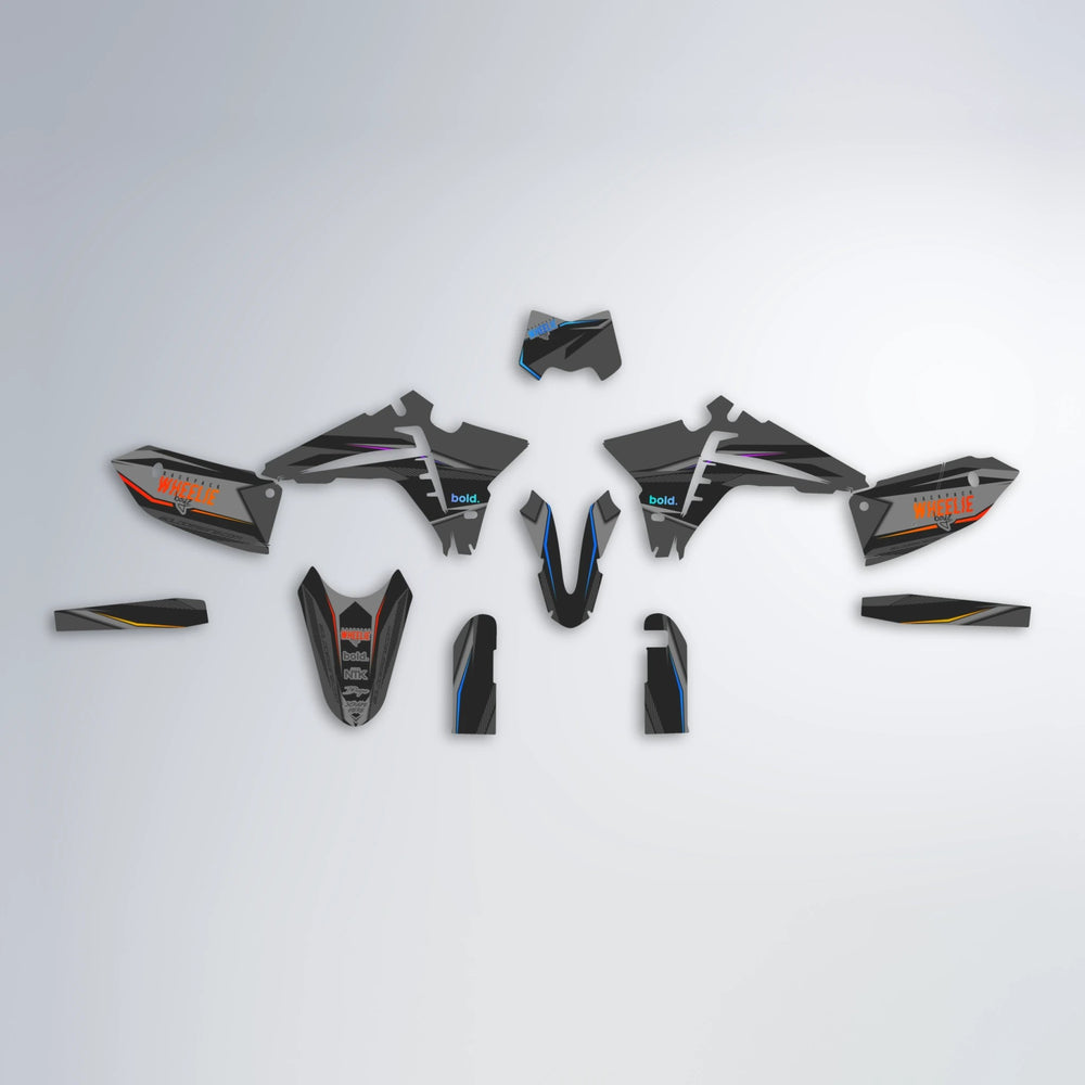 NARDO Fantic graphics kit parts layout in Sunset Fade