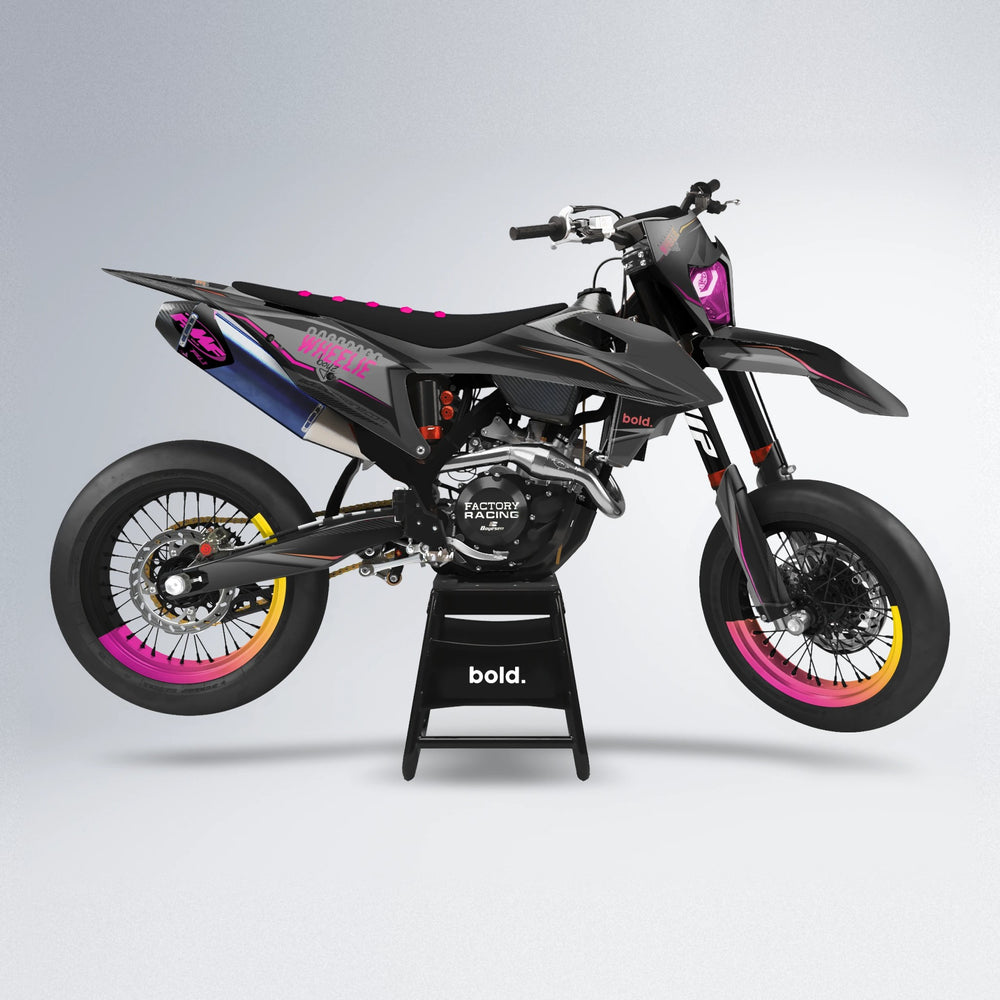 NARDO supermoto graphics kit in Pink & Yellow