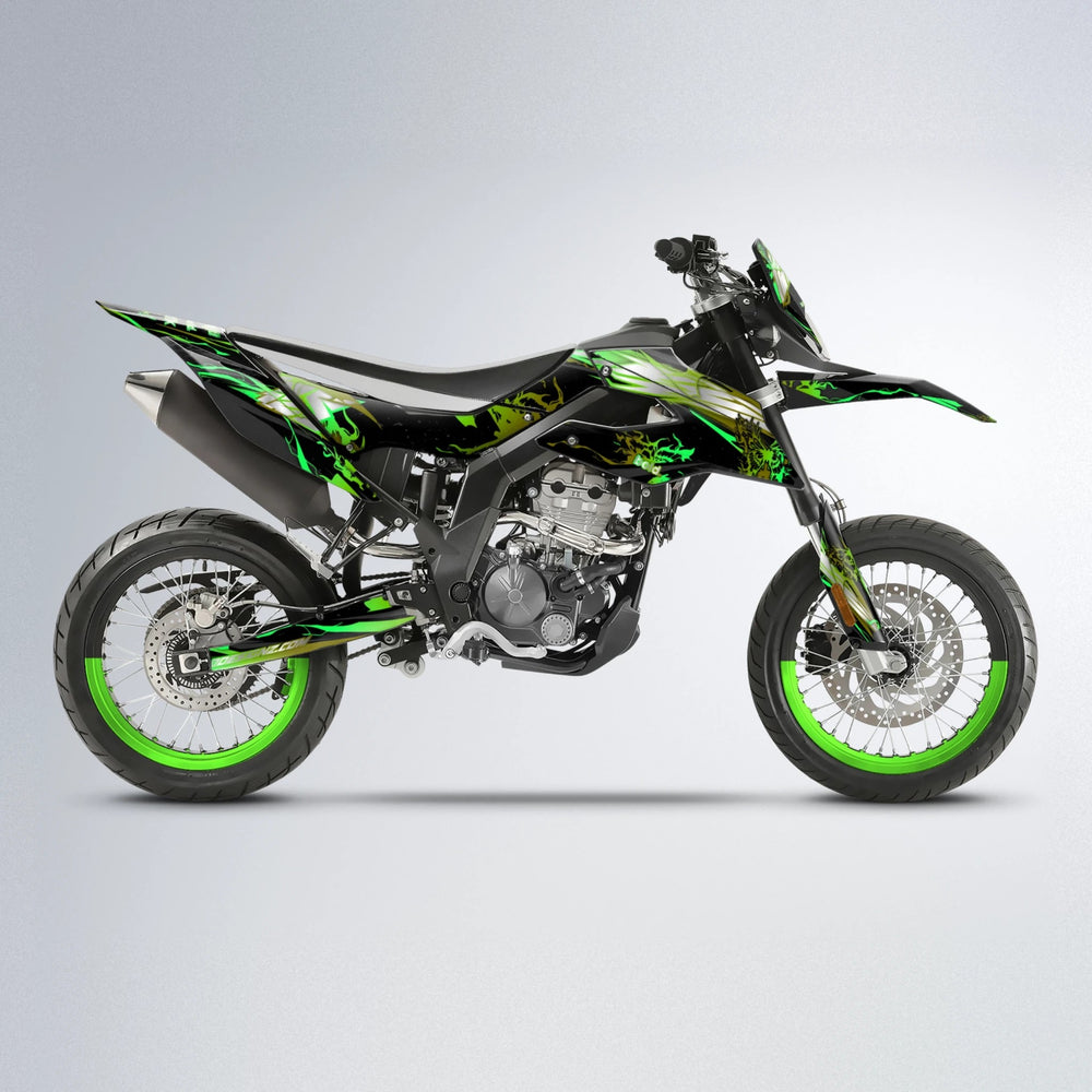 NEMESIS Aprilia SX 125 supermoto graphics kit in Green