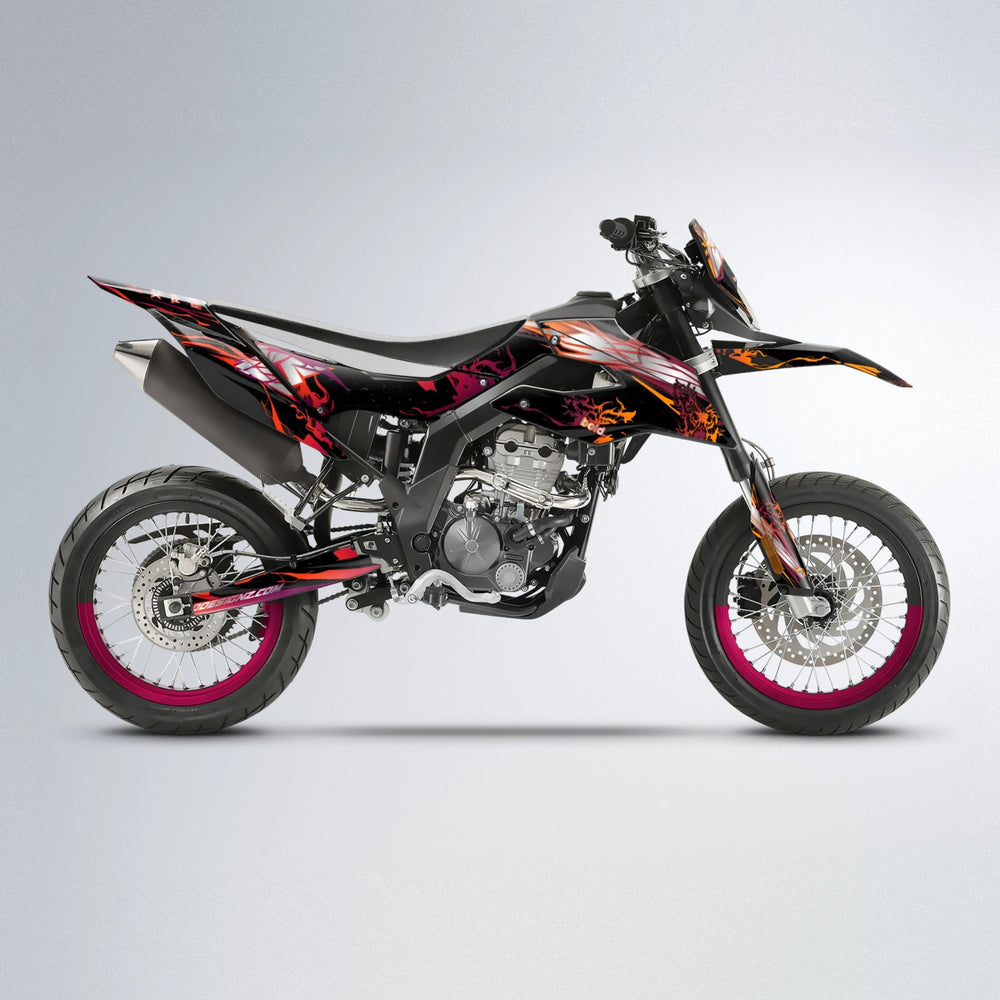 NEMESIS Aprilia SX 125 supermoto graphics kit in Red & Orange