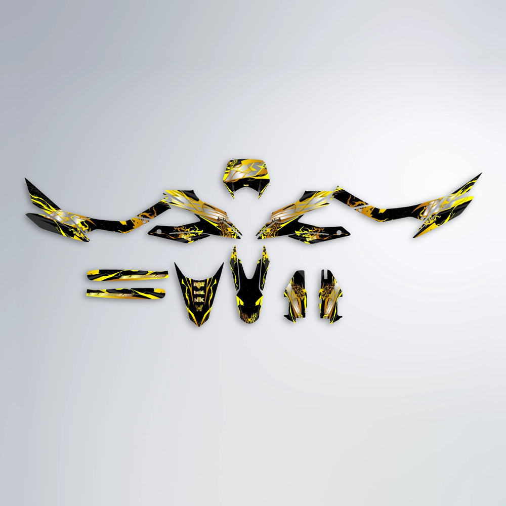 NEMESIS Aprilia SX 125 graphics kit parts layout in Yellow