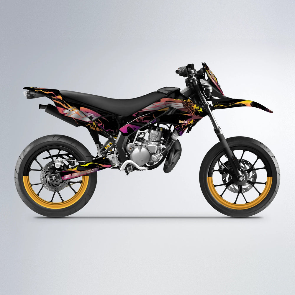 NEMESIS Derbi Senda supermoto graphics kit in Pink & Yellow