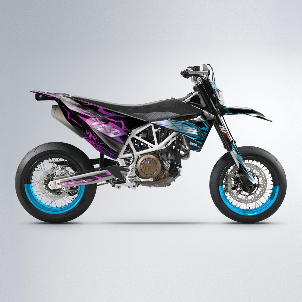 NEMESIS Husqvarna 701 supermoto graphics kit in Pink & Light Blue