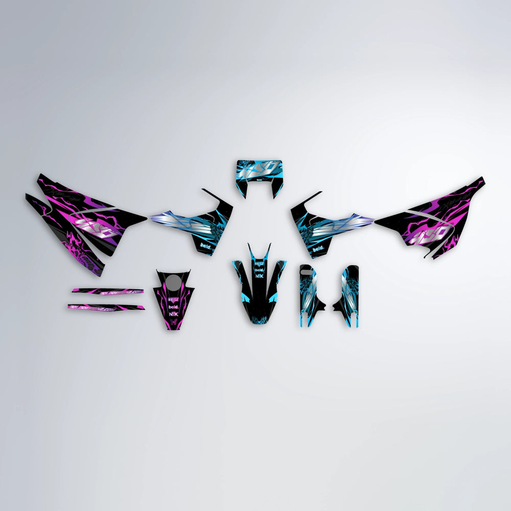 NEMESIS Husqvarna 701 graphics kit parts layout in Pink & Light Blue