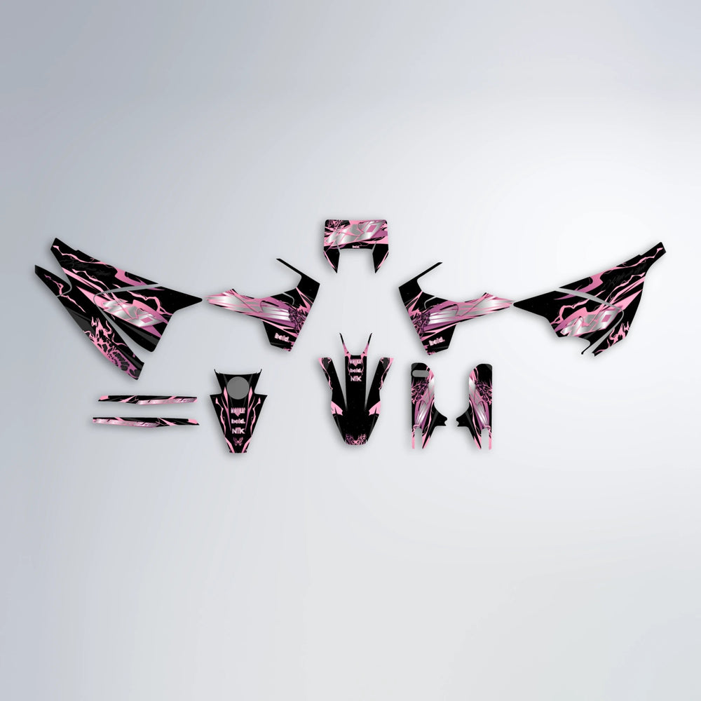 NEMESIS Husqvarna 701 graphics kit parts layout in Sakura Pink