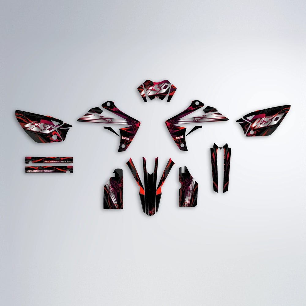 NEMESIS Rieju MRT graphics kit parts layout in Black & Red