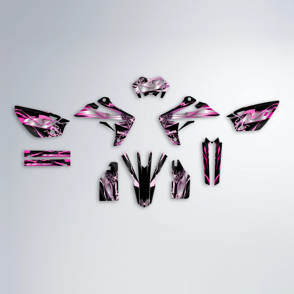 NEMESIS Rieju MRT graphics kit parts layout in Flamingo