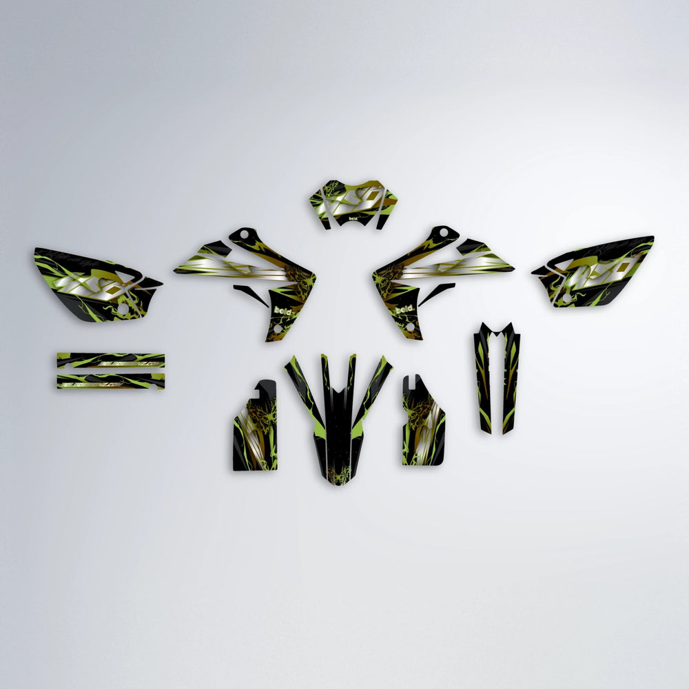 NEMESIS Rieju MRT graphics kit parts layout in Olive