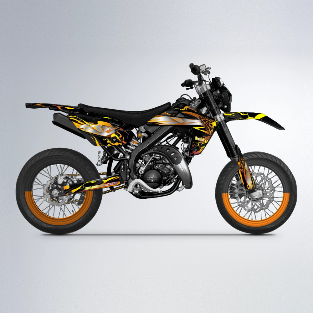 NEMESIS Rieju MRT supermoto graphics kit in Orange & Yellow