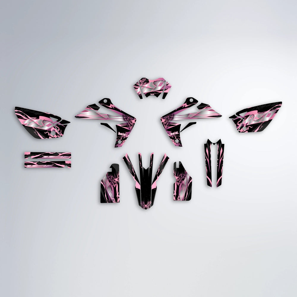 NEMESIS Rieju MRT graphics kit parts layout in Sakura Pink