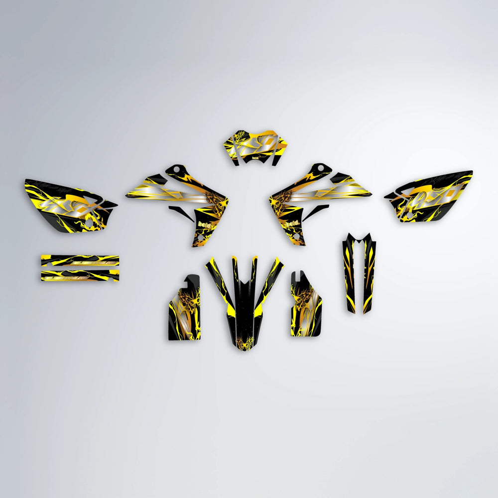 NEMESIS Rieju MRT graphics kit parts layout in Yellow