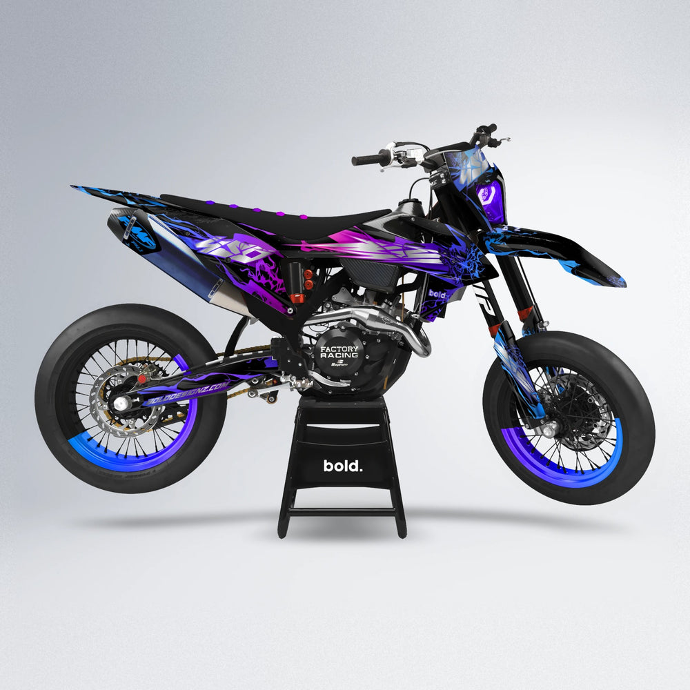 NEMESIS supermoto graphics kit in Blue Purple Fade