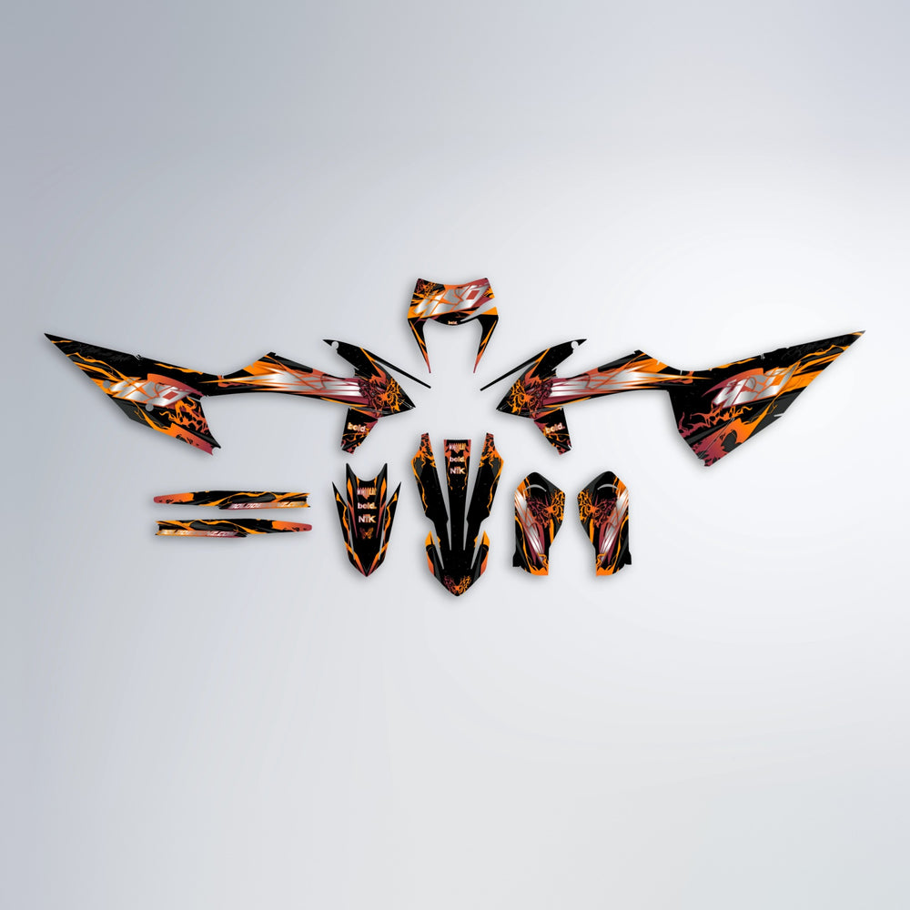NEMESIS graphics kit parts layout in Orange