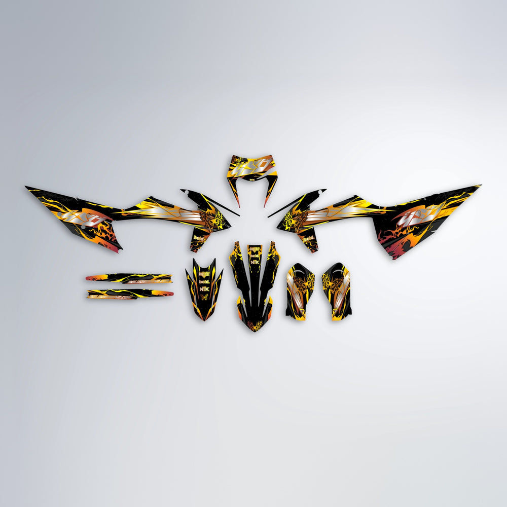 NEMESIS graphics kit parts layout in Orange & Yellow
