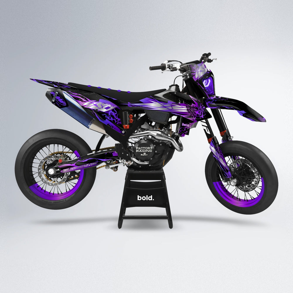 NEMESIS supermoto graphics kit in Purple Chrome