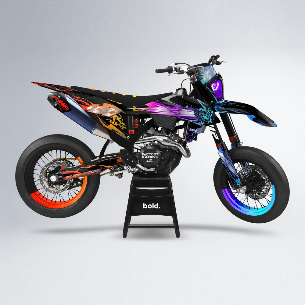 NEMESIS supermoto graphics kit in Sunset Fade