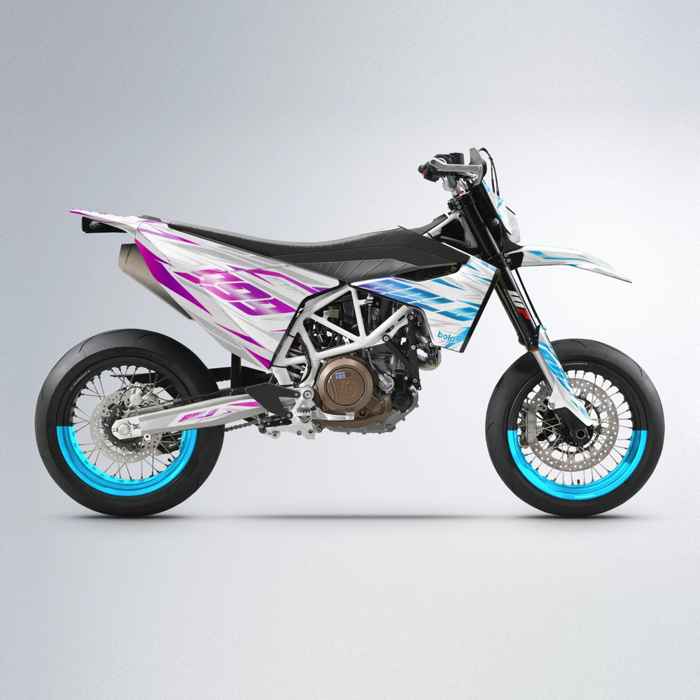 NEXUS Husqvarna 701 supermoto graphics kit in Pink & Light Blue