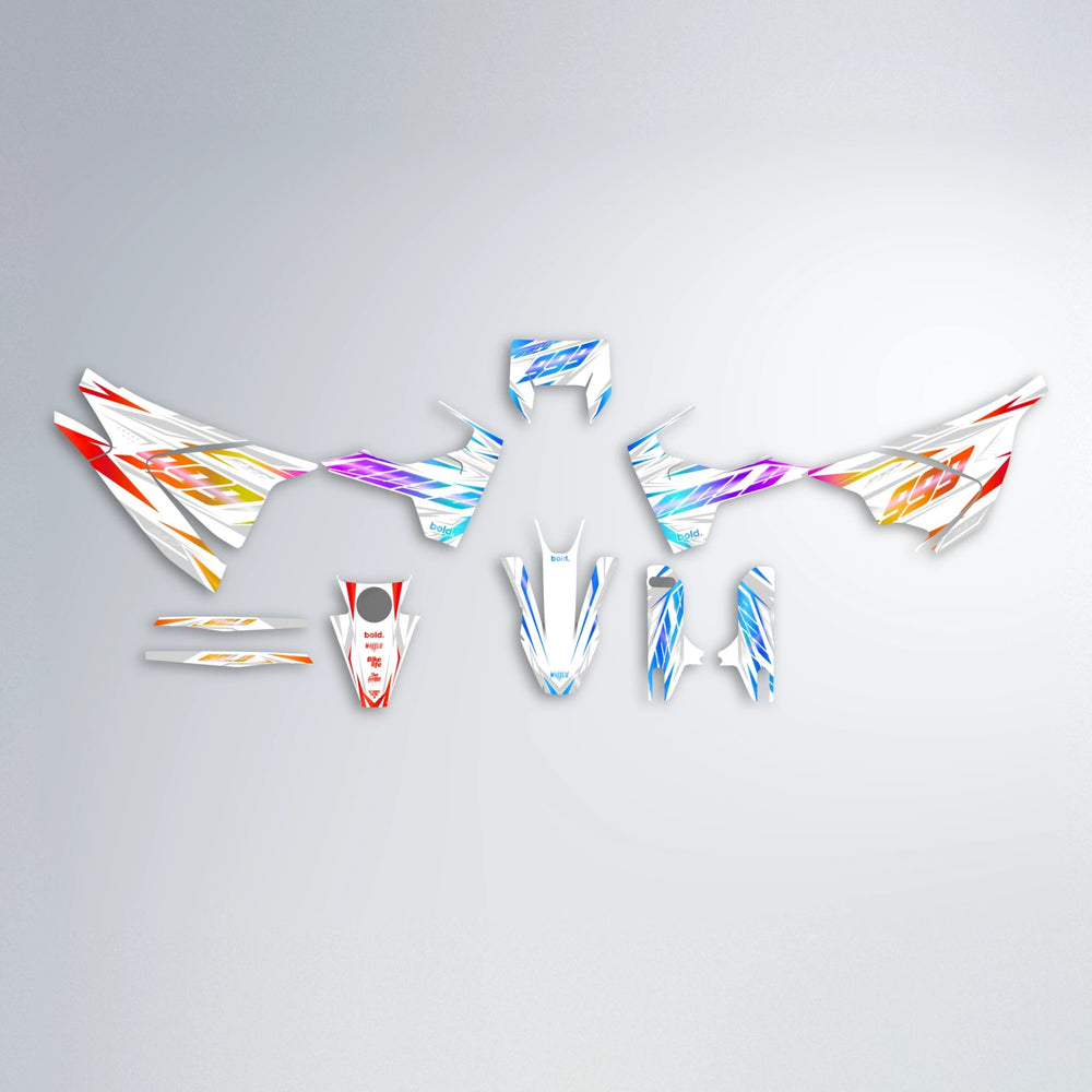 NEXUS Husqvarna 701 graphics kit parts layout in Sunset Fade