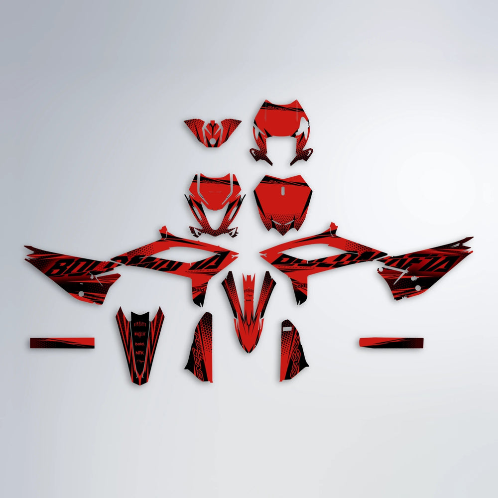 NIGHTFLARE Beta graphics kit parts layout in Red