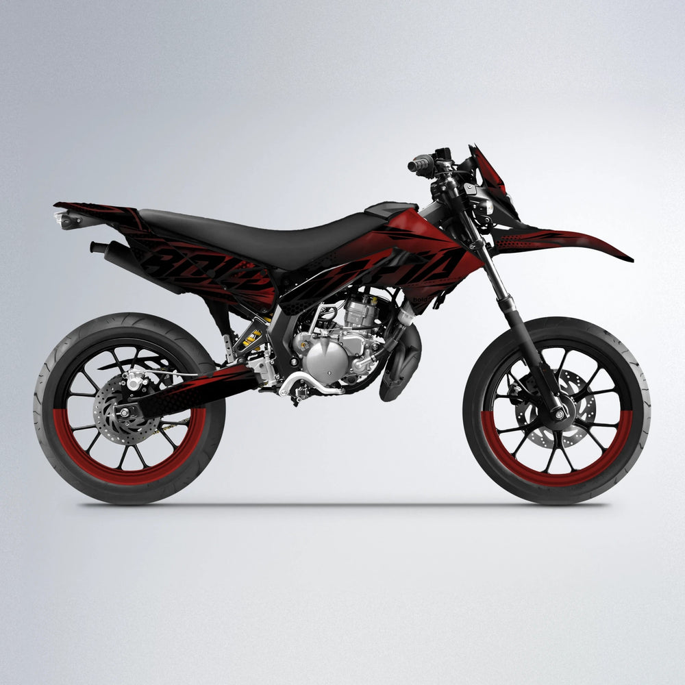 NIGHTFLARE Derbi Senda supermoto graphics kit in Black & Red