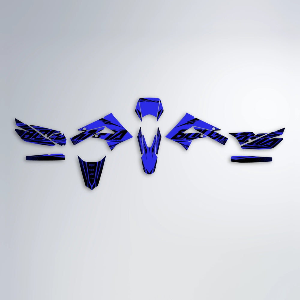 NIGHTFLARE Derbi Senda graphics kit parts layout in Blue