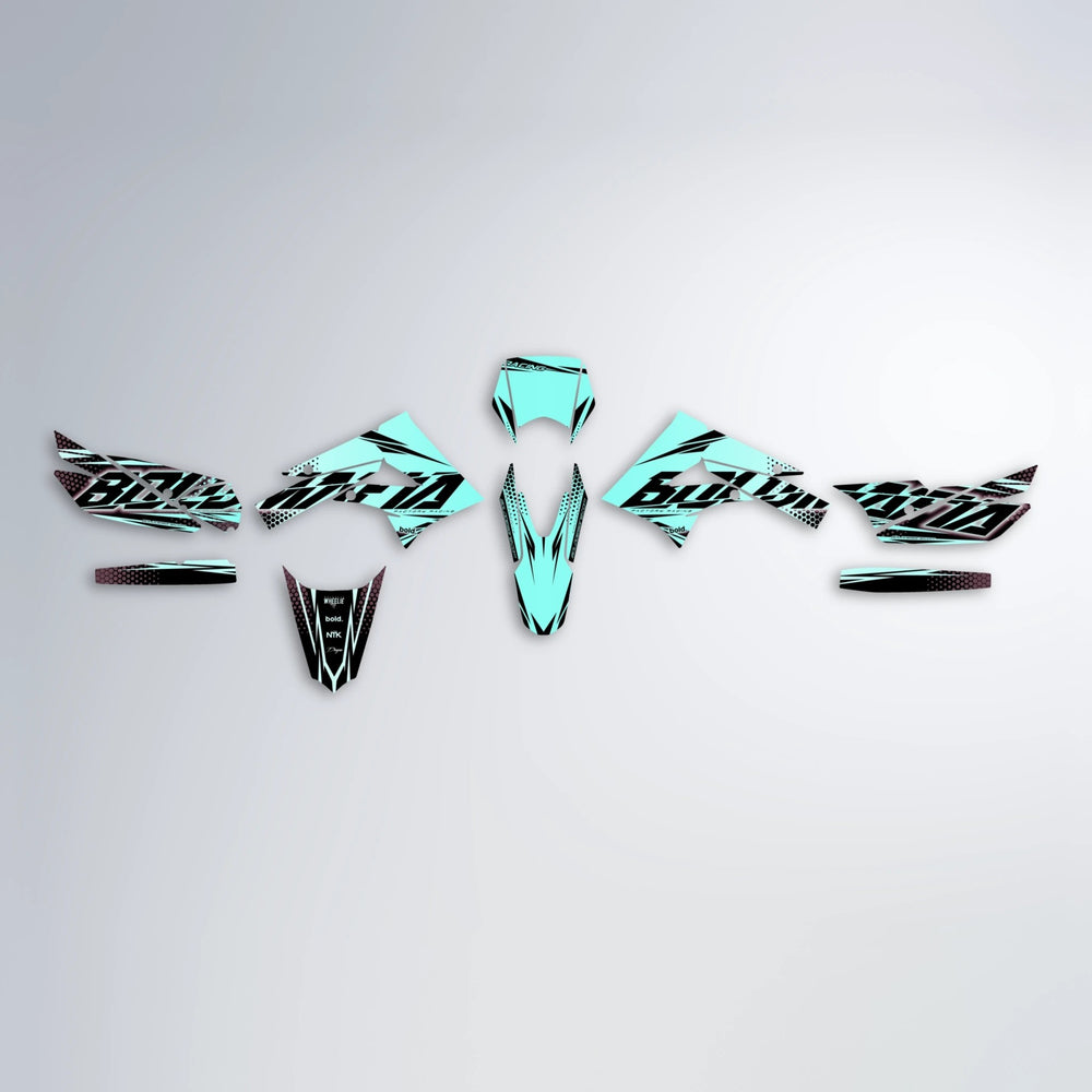 NIGHTFLARE Derbi Senda graphics kit parts layout in Mint