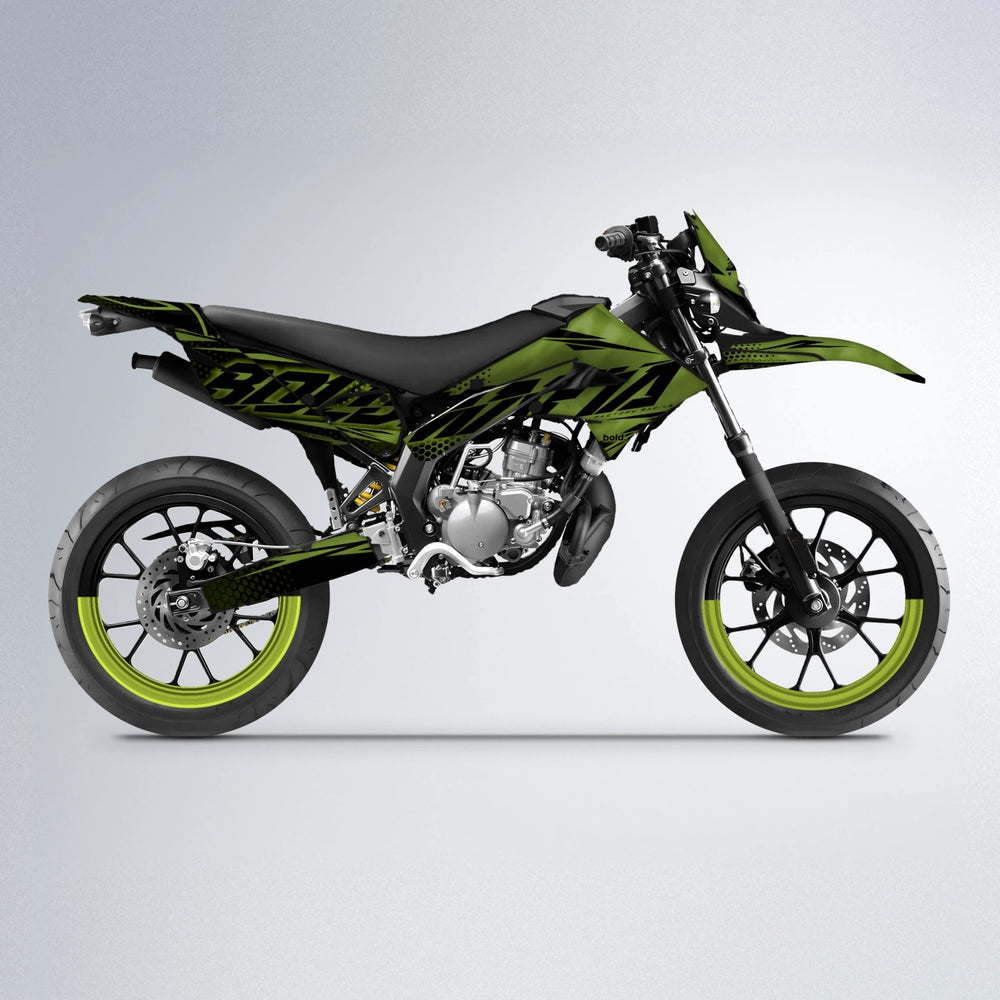 NIGHTFLARE Derbi Senda supermoto graphics kit in Olive