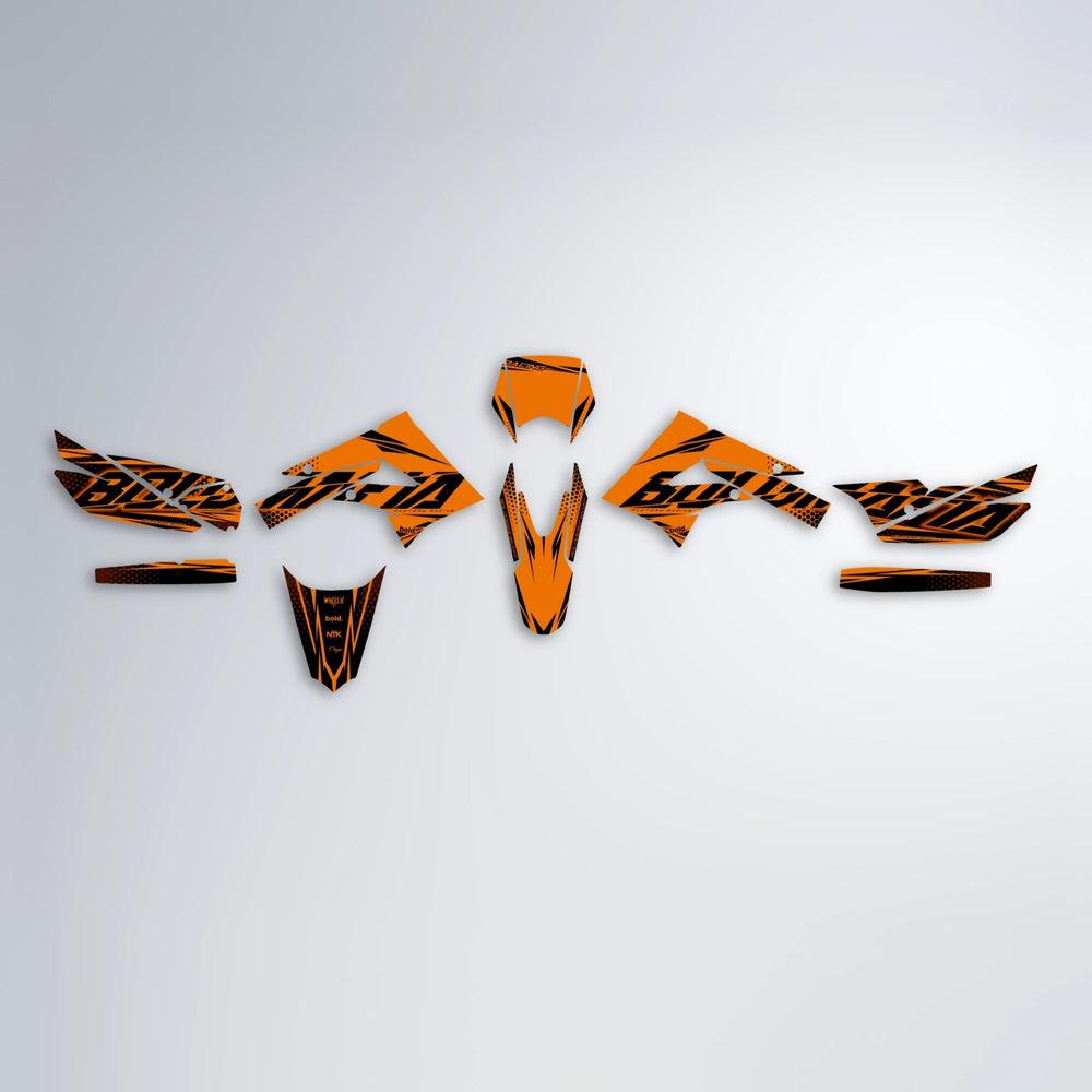 NIGHTFLARE Derbi Senda graphics kit parts layout in Orange